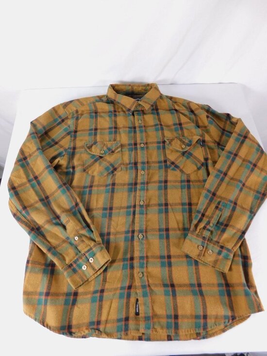 Molokai Surf Co. Other - Molokai Surf Co Shirt Mens 2XL Brown Plaid Flannel Button-Up Long Sleeve Pockets